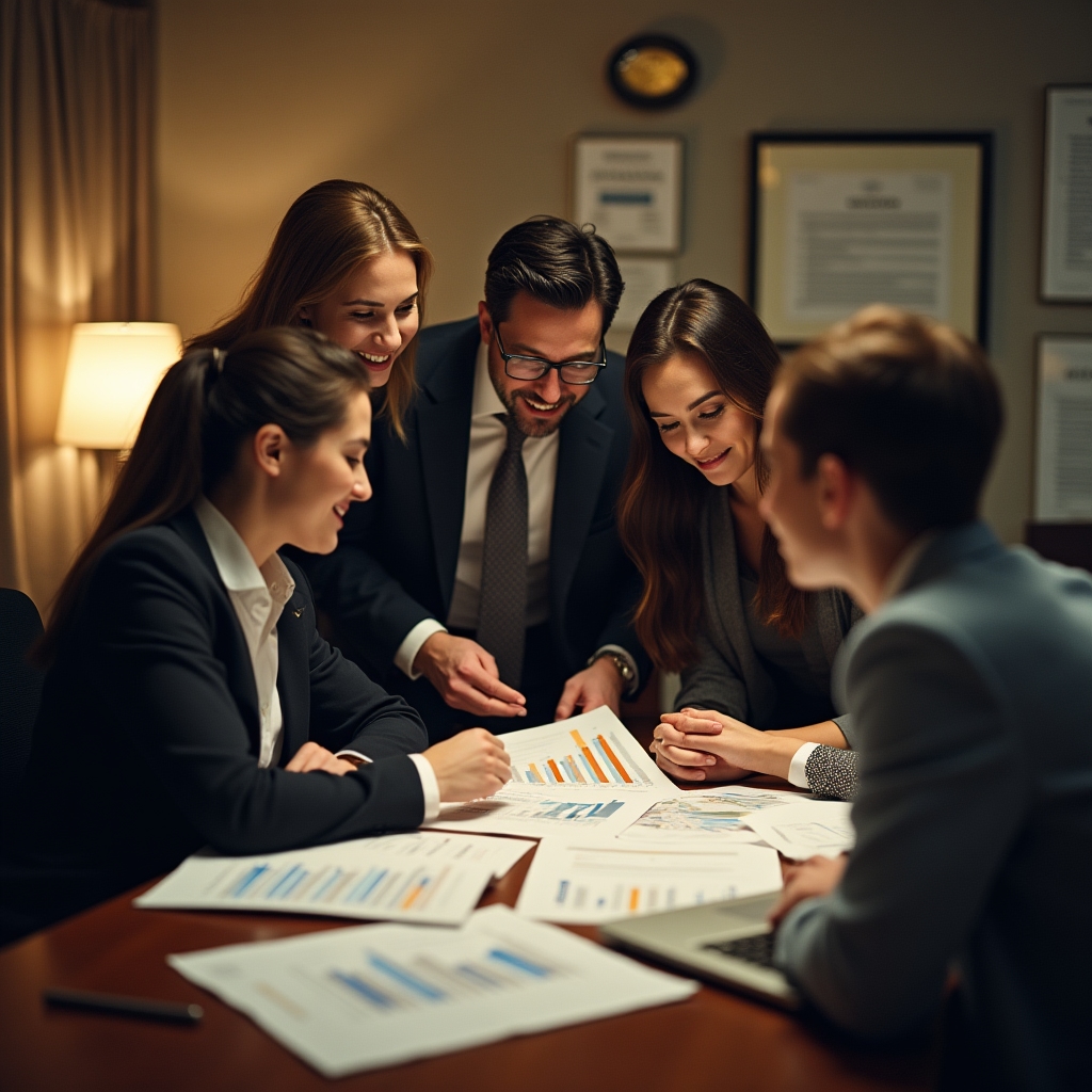 Équipe célébrant la réussite de l'implémentation des standards corporatifs
