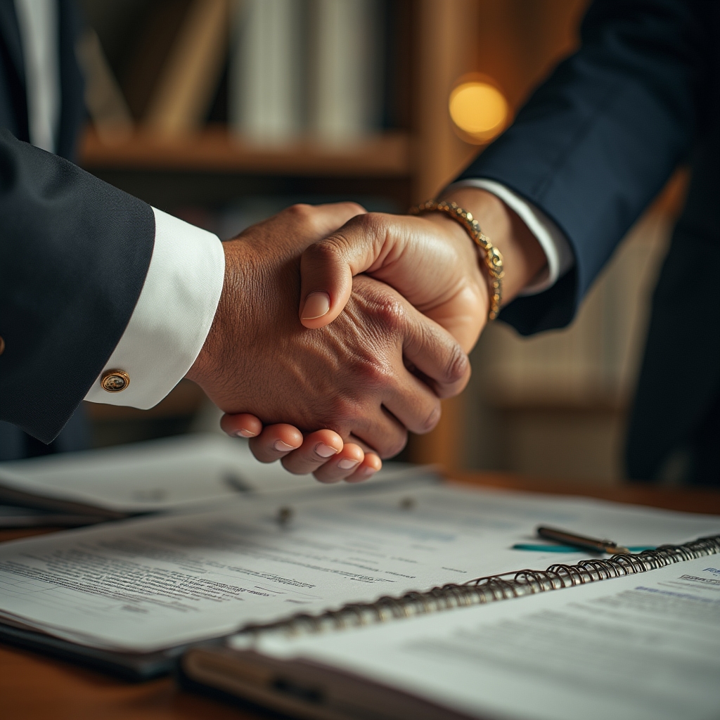 Poignée de main symbolisant la réussite du projet de standardisation